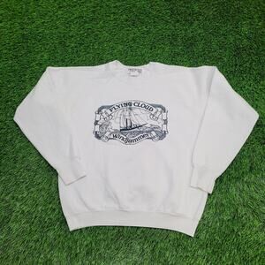 Vintage Flying-Cloud Ship Sweatshirt Womens M/L 21x22 Boxy